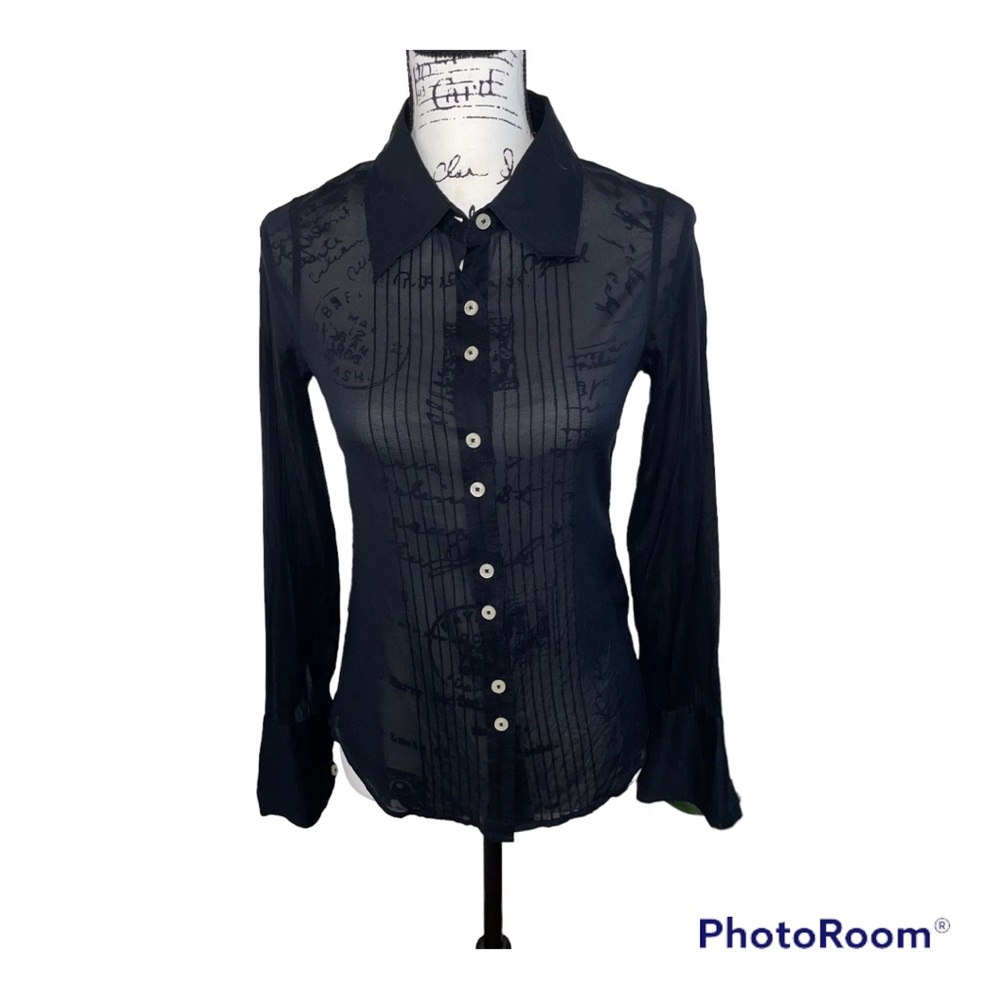 Ruehl No.925 Black Sheer Button-Down Shirt